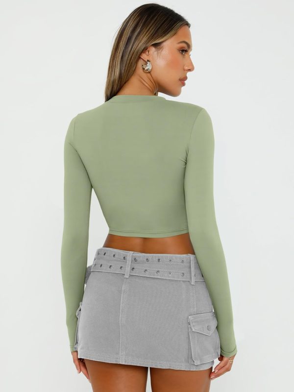 Trendy Queen Womens Long Sleeve Crop Tops Basic Slim Fitted Shirts Fashion 2025 Going Out Y2k Tops Teen Girl Clothes - Image 40