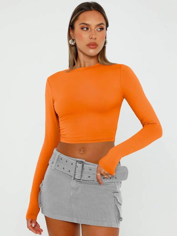 Trendy Queen Womens Long Sleeve Crop Tops Basic Slim Fitted Shirts Fashion 2025 Going Out Y2k Tops Teen Girl Clothes - Image 43