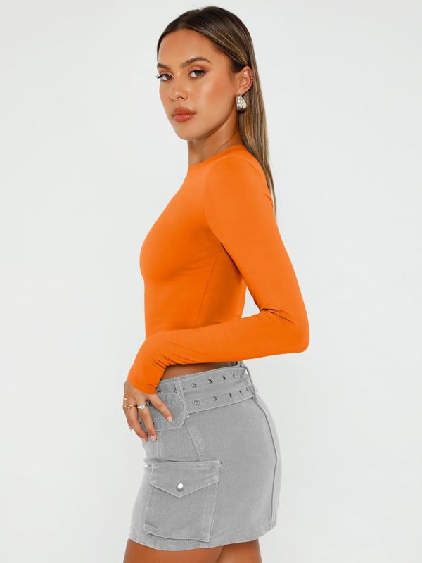Trendy Queen Womens Long Sleeve Crop Tops Basic Slim Fitted Shirts Fashion 2025 Going Out Y2k Tops Teen Girl Clothes - Image 44