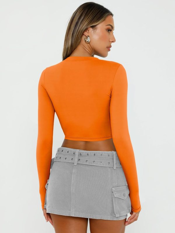 Trendy Queen Womens Long Sleeve Crop Tops Basic Slim Fitted Shirts Fashion 2025 Going Out Y2k Tops Teen Girl Clothes - Image 45
