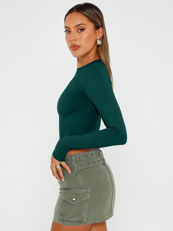 Trendy Queen Womens Long Sleeve Crop Tops Basic Slim Fitted Shirts Fashion 2025 Going Out Y2k Tops Teen Girl Clothes - Image 49