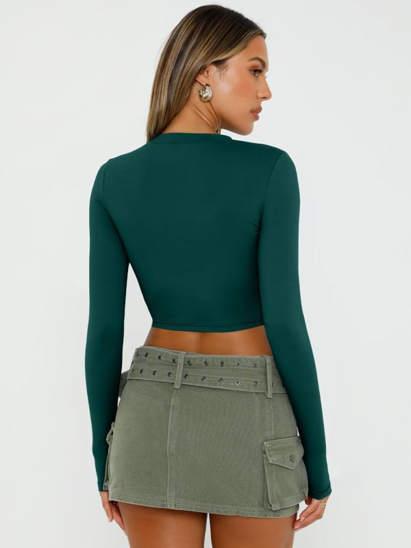Trendy Queen Womens Long Sleeve Crop Tops Basic Slim Fitted Shirts Fashion 2025 Going Out Y2k Tops Teen Girl Clothes - Image 50