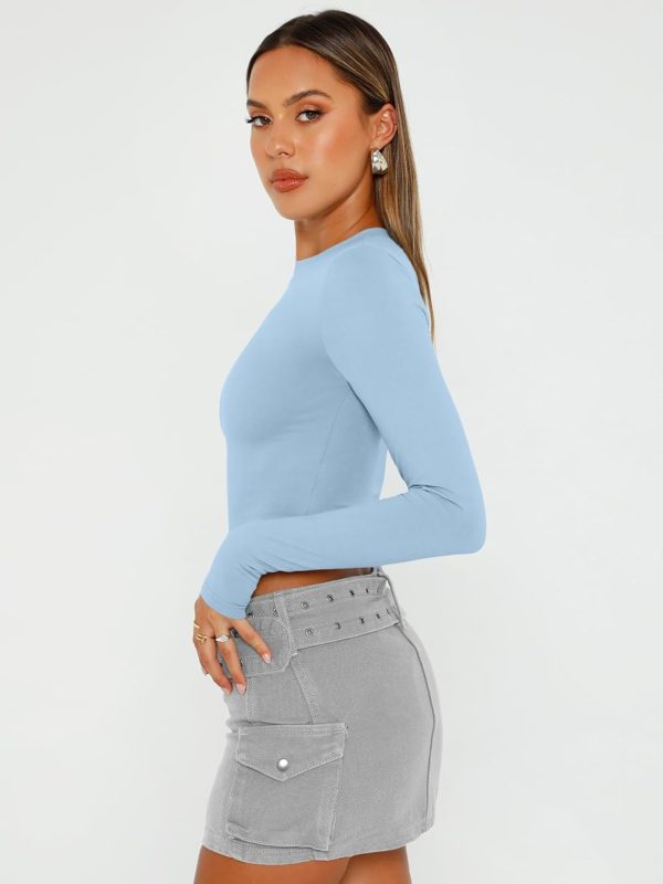 Trendy Queen Womens Long Sleeve Crop Tops Basic Slim Fitted Shirts Fashion 2025 Going Out Y2k Tops Teen Girl Clothes - Image 64
