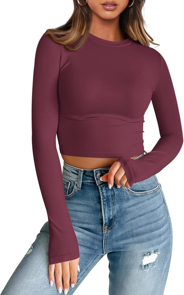 Trendy Queen Womens Long Sleeve Crop Tops Basic Slim Fitted Shirts Fashion 2025 Going Out Y2k Tops Teen Girl Clothes - Image 77