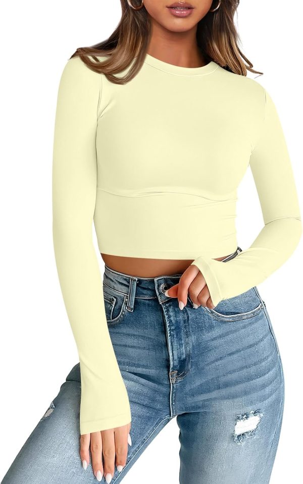 Trendy Queen Womens Long Sleeve Crop Tops Basic Slim Fitted Shirts Fashion 2025 Going Out Y2k Tops Teen Girl Clothes - Image 87