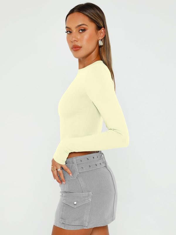 Trendy Queen Womens Long Sleeve Crop Tops Basic Slim Fitted Shirts Fashion 2025 Going Out Y2k Tops Teen Girl Clothes - Image 89