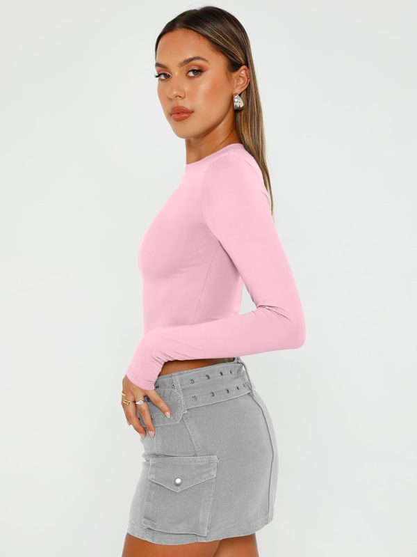 Trendy Queen Womens Long Sleeve Crop Tops Basic Slim Fitted Shirts Fashion 2025 Going Out Y2k Tops Teen Girl Clothes - Image 94