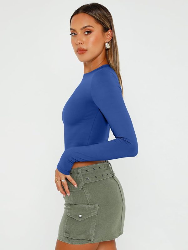 Trendy Queen Womens Long Sleeve Crop Tops Basic Slim Fitted Shirts Fashion 2025 Going Out Y2k Tops Teen Girl Clothes - Image 104