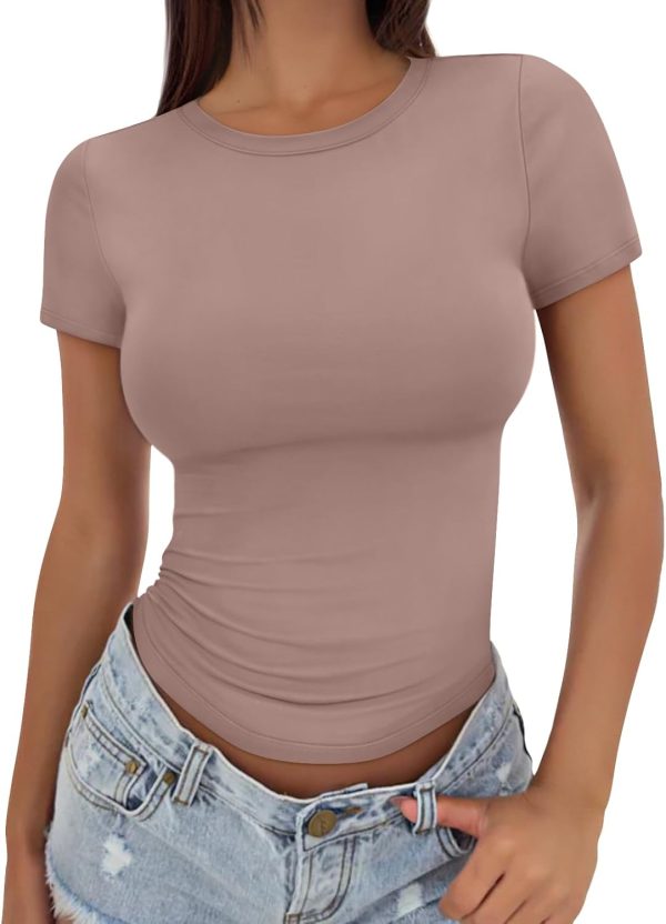 Trendy Queen Womens Basic T Shirts Summer Tops 2025 Crop Short Sleeve Slim Fit Tee Cute Gym Workout Clothes - Image 7