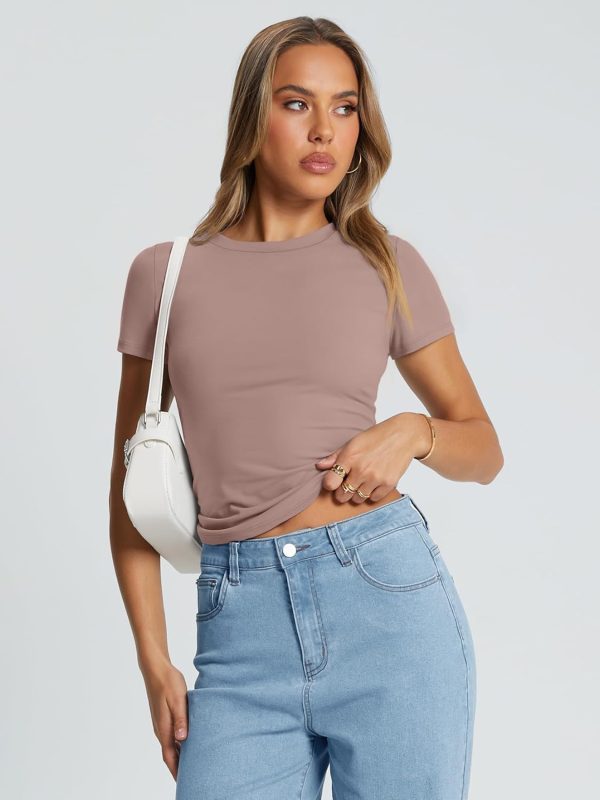 Trendy Queen Womens Basic T Shirts Summer Tops 2025 Crop Short Sleeve Slim Fit Tee Cute Gym Workout Clothes - Image 11
