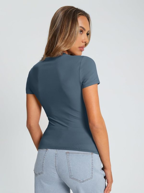 Trendy Queen Womens Basic T Shirts Summer Tops 2025 Crop Short Sleeve Slim Fit Tee Cute Gym Workout Clothes - Image 20