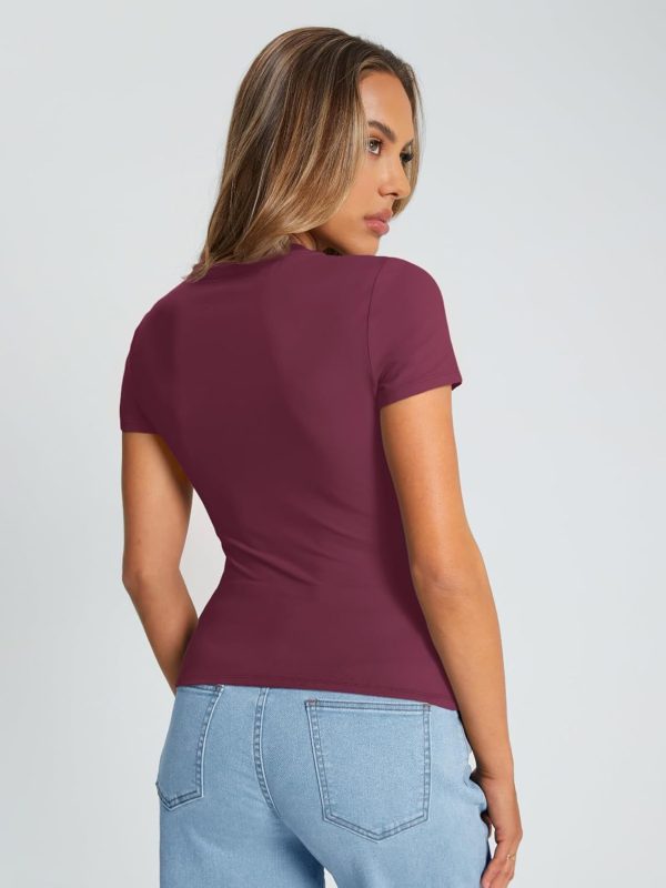 Trendy Queen Womens Basic T Shirts Summer Tops 2025 Crop Short Sleeve Slim Fit Tee Cute Gym Workout Clothes - Image 26