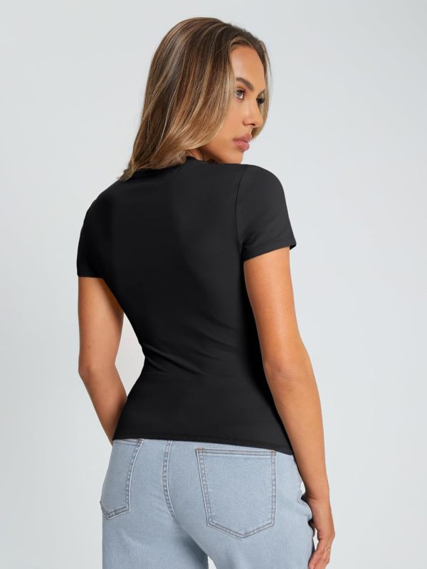 Trendy Queen Womens Basic T Shirts Summer Tops 2025 Crop Short Sleeve Slim Fit Tee Cute Gym Workout Clothes - Image 36