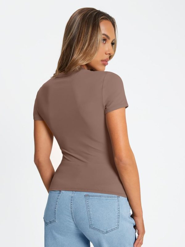 Trendy Queen Womens Basic T Shirts Summer Tops 2025 Crop Short Sleeve Slim Fit Tee Cute Gym Workout Clothes - Image 42