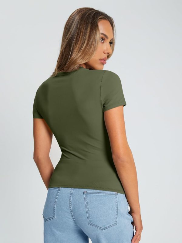 Trendy Queen Womens Basic T Shirts Summer Tops 2025 Crop Short Sleeve Slim Fit Tee Cute Gym Workout Clothes - Image 58