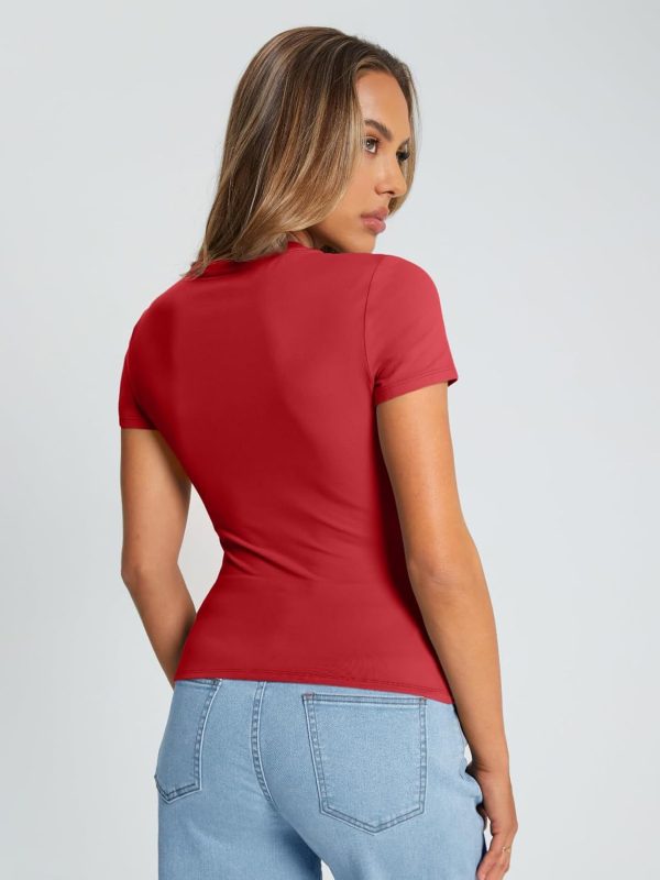 Trendy Queen Womens Basic T Shirts Summer Tops 2025 Crop Short Sleeve Slim Fit Tee Cute Gym Workout Clothes - Image 63