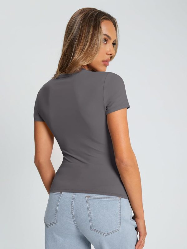 Trendy Queen Womens Basic T Shirts Summer Tops 2025 Crop Short Sleeve Slim Fit Tee Cute Gym Workout Clothes - Image 74