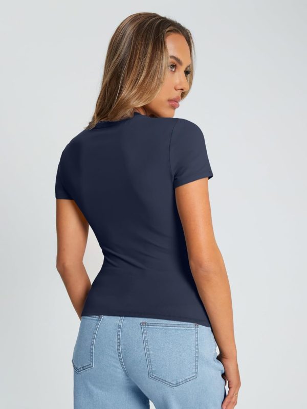 Trendy Queen Womens Basic T Shirts Summer Tops 2025 Crop Short Sleeve Slim Fit Tee Cute Gym Workout Clothes - Image 80