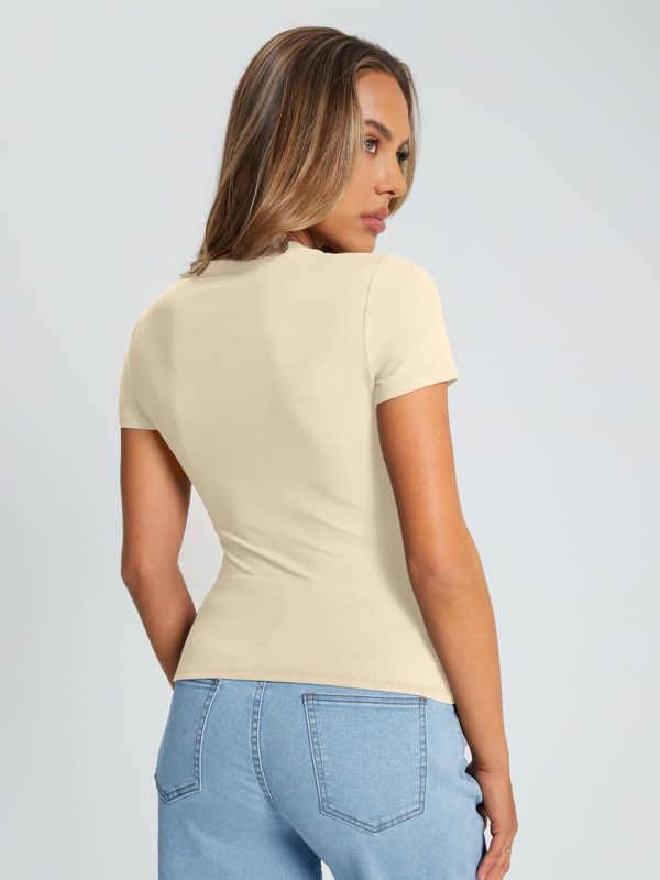 Trendy Queen Womens Basic T Shirts Summer Tops 2025 Crop Short Sleeve Slim Fit Tee Cute Gym Workout Clothes - Image 85