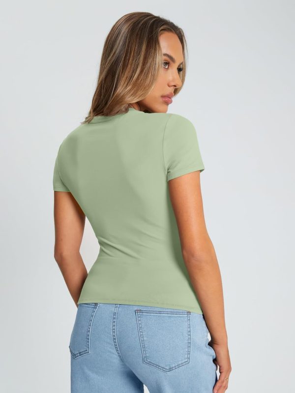 Trendy Queen Womens Basic T Shirts Summer Tops 2025 Crop Short Sleeve Slim Fit Tee Cute Gym Workout Clothes - Image 105