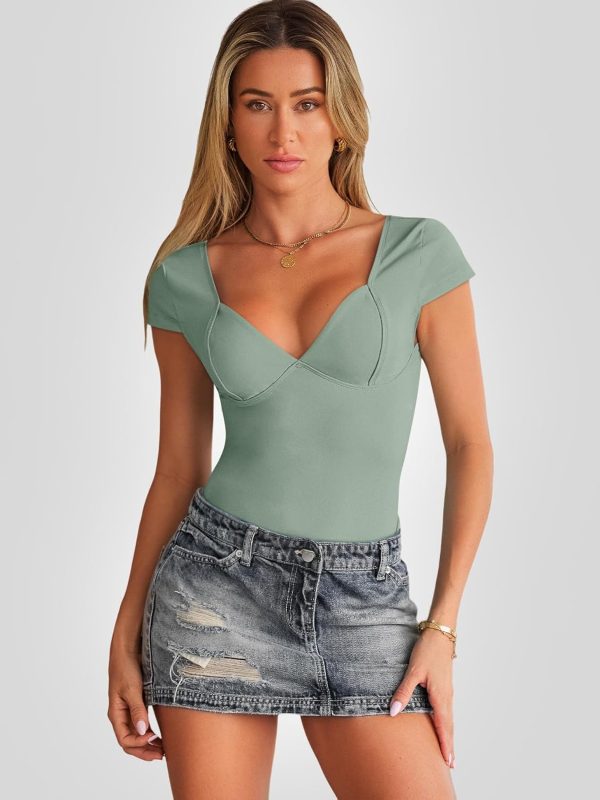 Trendy Queen Womens Summer V-Neck Backless Cute Tops Short Sleeve Sexy Slim Fit T-Shirts Y2K Clothes Corset Cami 2025 - Image 27