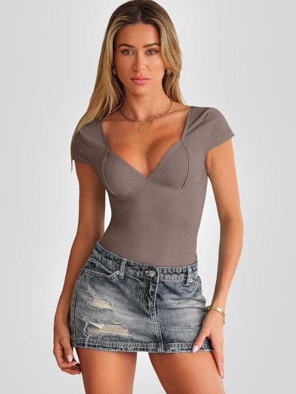 Trendy Queen Womens Summer V-Neck Backless Cute Tops Short Sleeve Sexy Slim Fit T-Shirts Y2K Clothes Corset Cami 2025 - Image 45