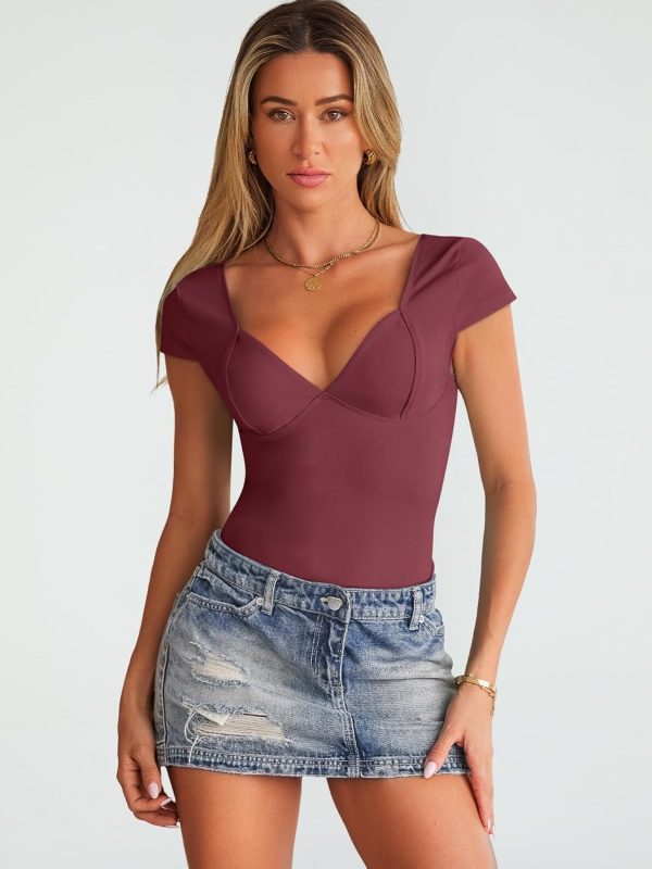 Trendy Queen Womens Summer V-Neck Backless Cute Tops Short Sleeve Sexy Slim Fit T-Shirts Y2K Clothes Corset Cami 2025 - Image 57