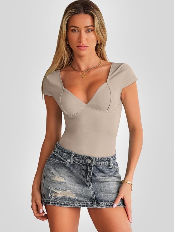 Trendy Queen Womens Summer V-Neck Backless Cute Tops Short Sleeve Sexy Slim Fit T-Shirts Y2K Clothes Corset Cami 2025 - Image 76