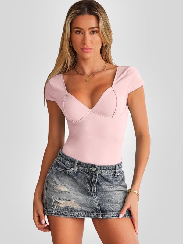 Trendy Queen Womens Summer V-Neck Backless Cute Tops Short Sleeve Sexy Slim Fit T-Shirts Y2K Clothes Corset Cami 2025 - Image 82